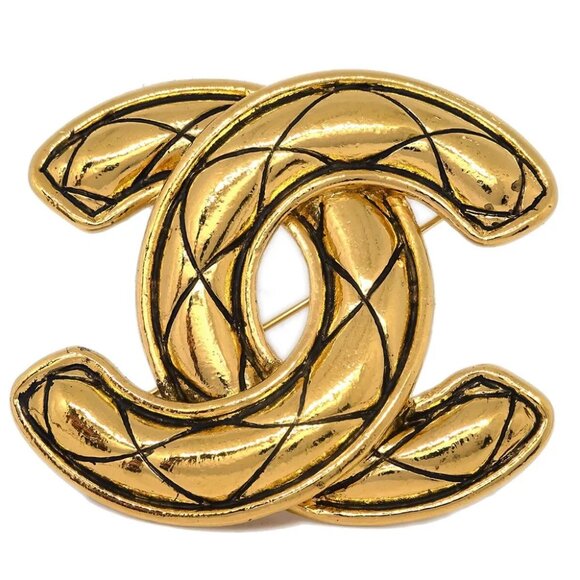 Chanel CC Brooch Pin Gold - Picture 1 of 4
